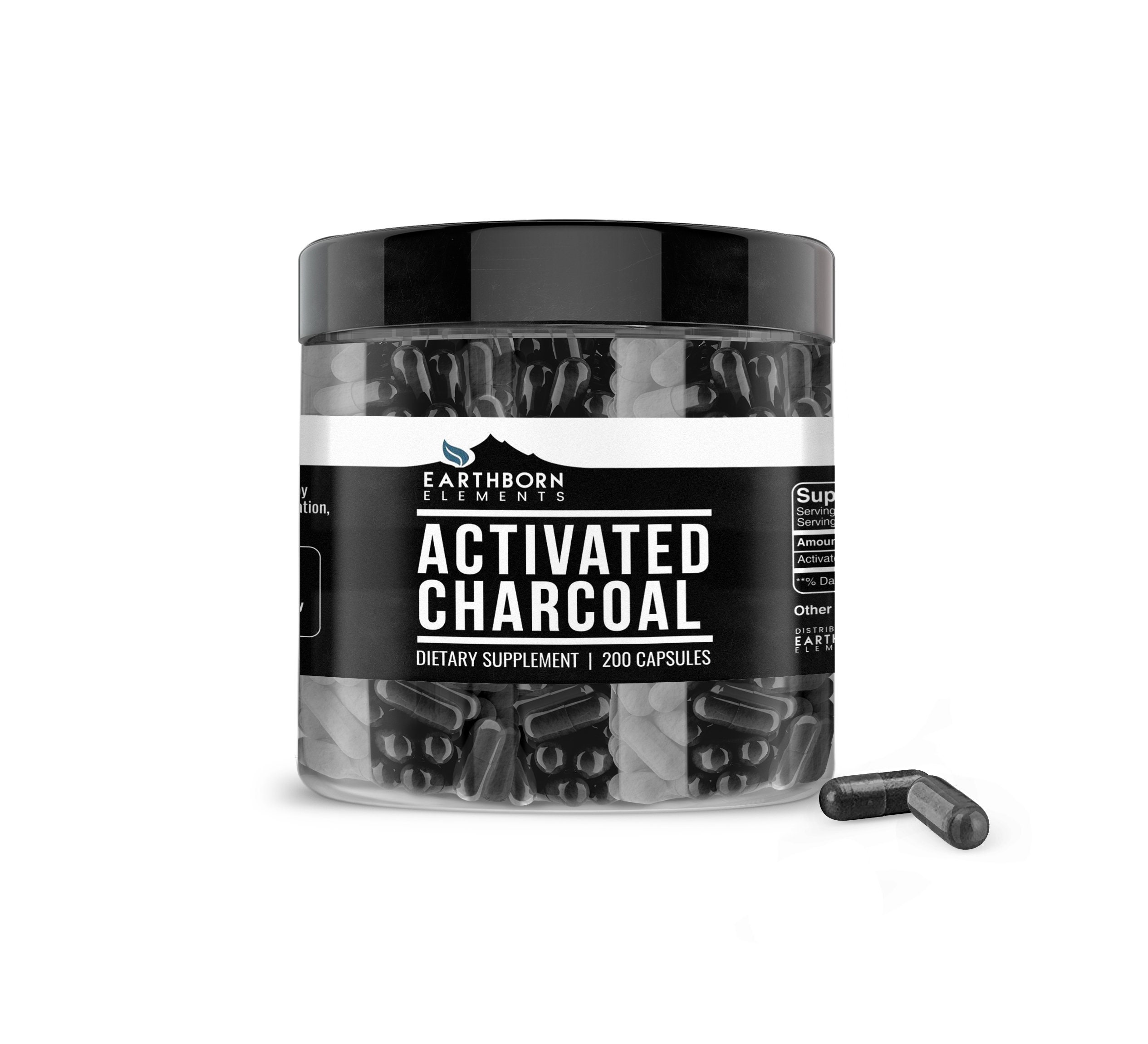 Activated Charcoal 200 Capsules 525 Mg/Serving Etsy