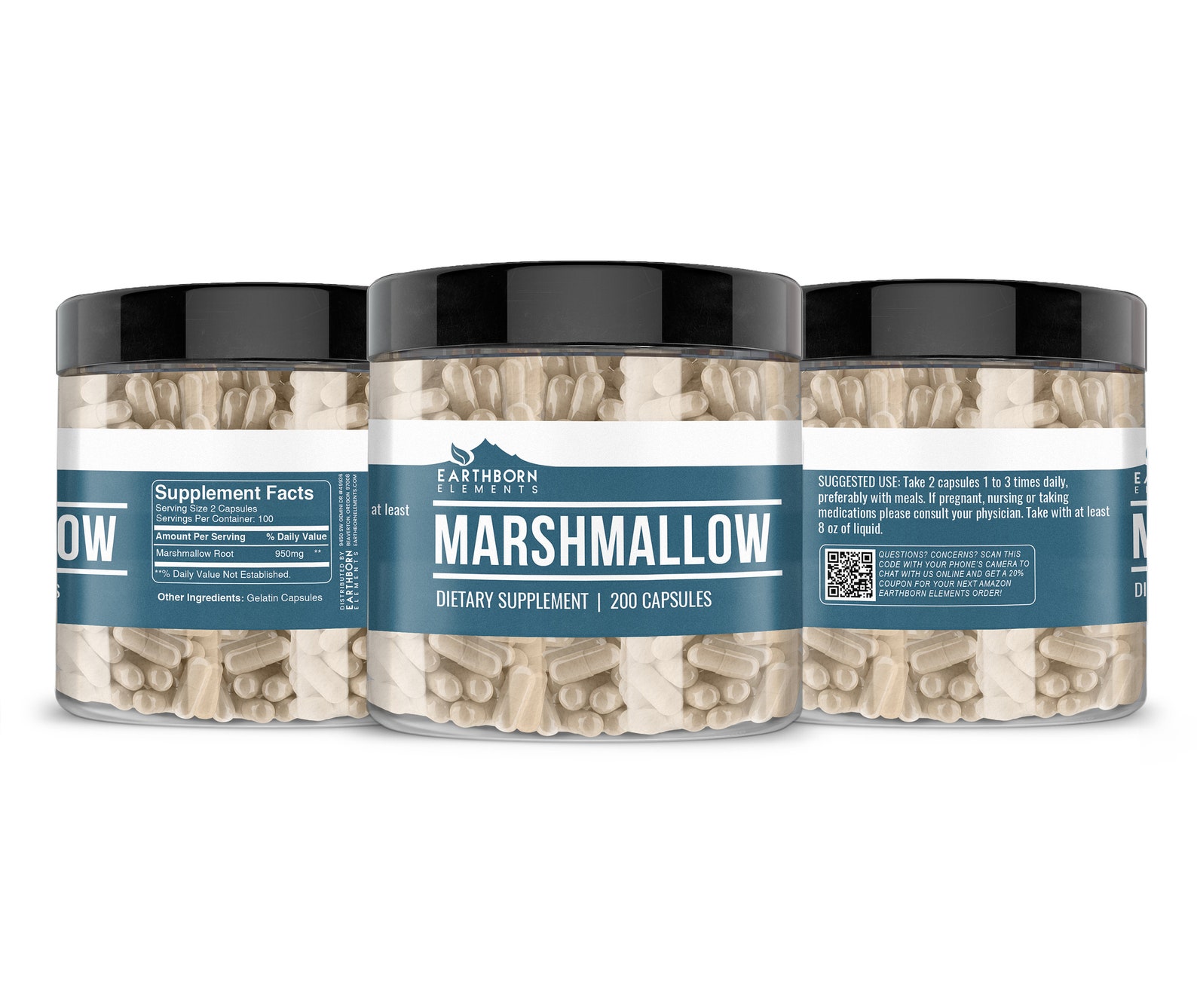 Marshmallow Root 51 Extract 200 Capsules 950mg/Serving Etsy