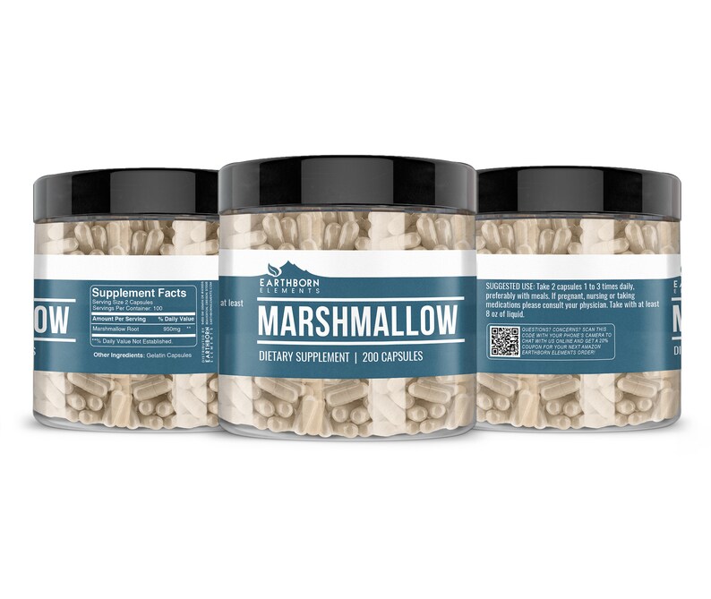 Marshmallow Root 51 Extract 200 Capsules 950mg/serving Etsy