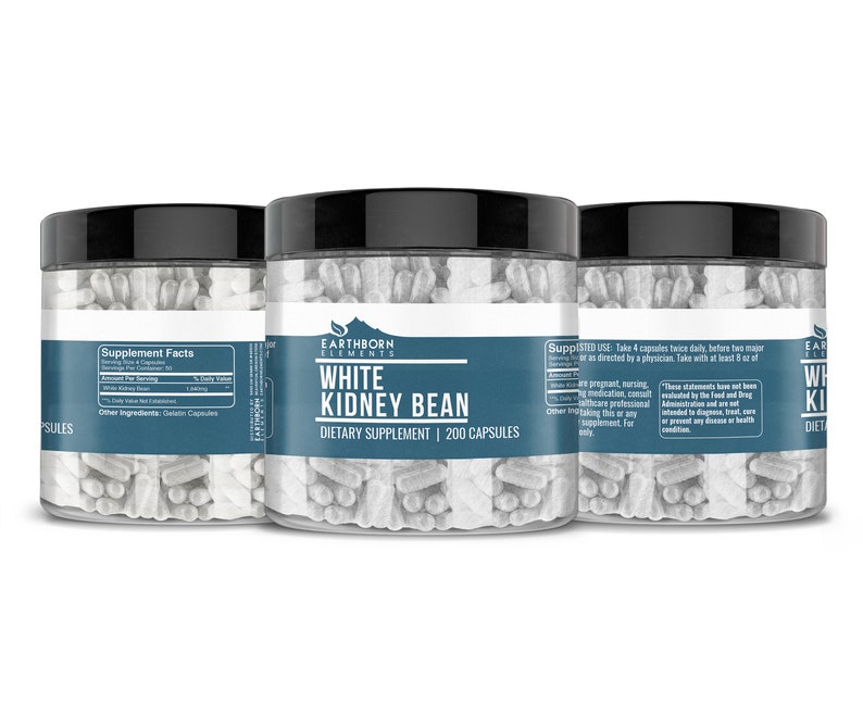 White Kidney Bean 200 Capsules 1840 mg/Serving Etsy