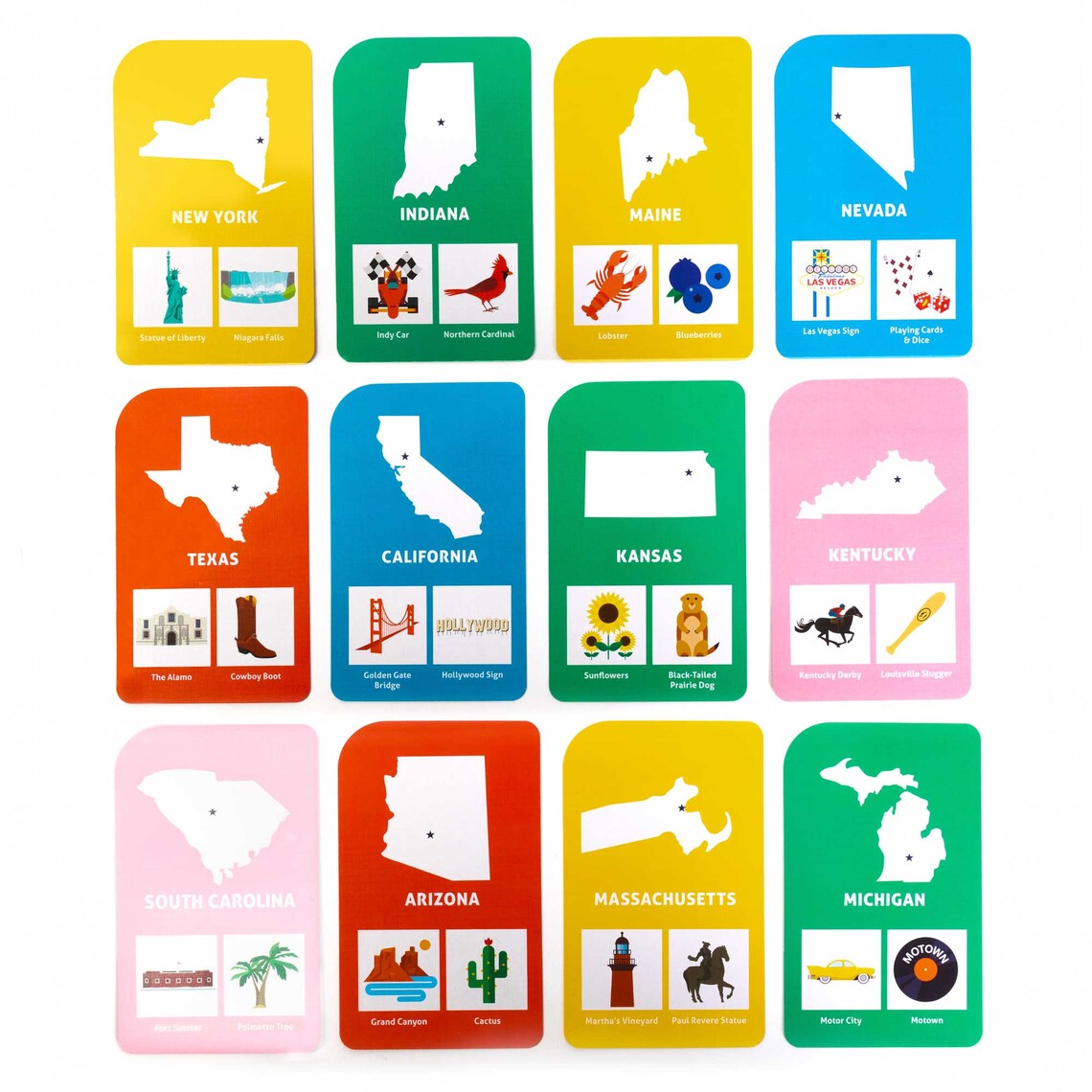 States And Capitals Flash Cards USA Fun Geography Memory Etsy