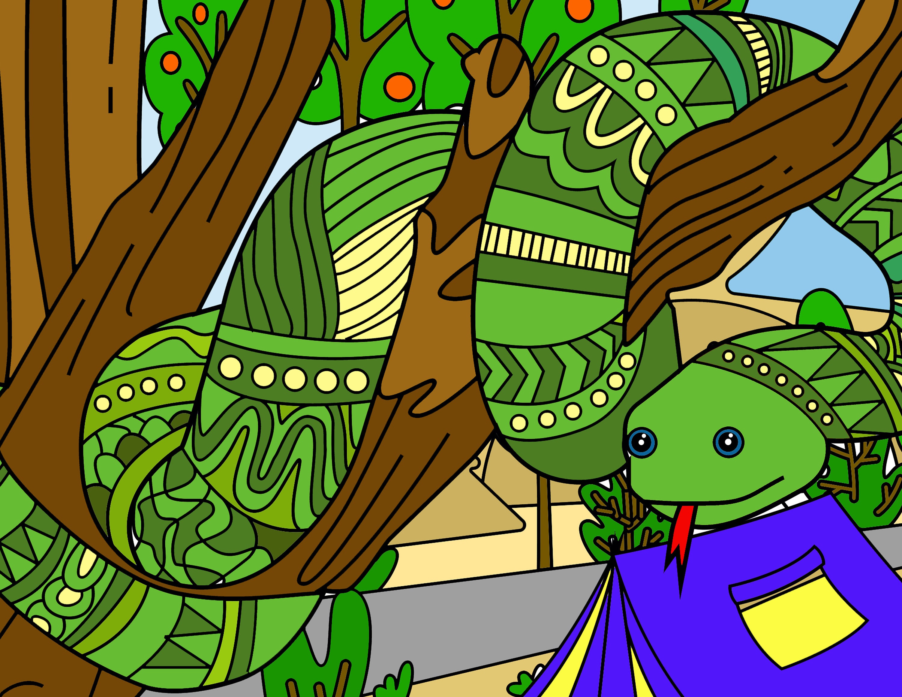 Jake the Snake Coloring Page Adult Coloring Page Coloring | Etsy