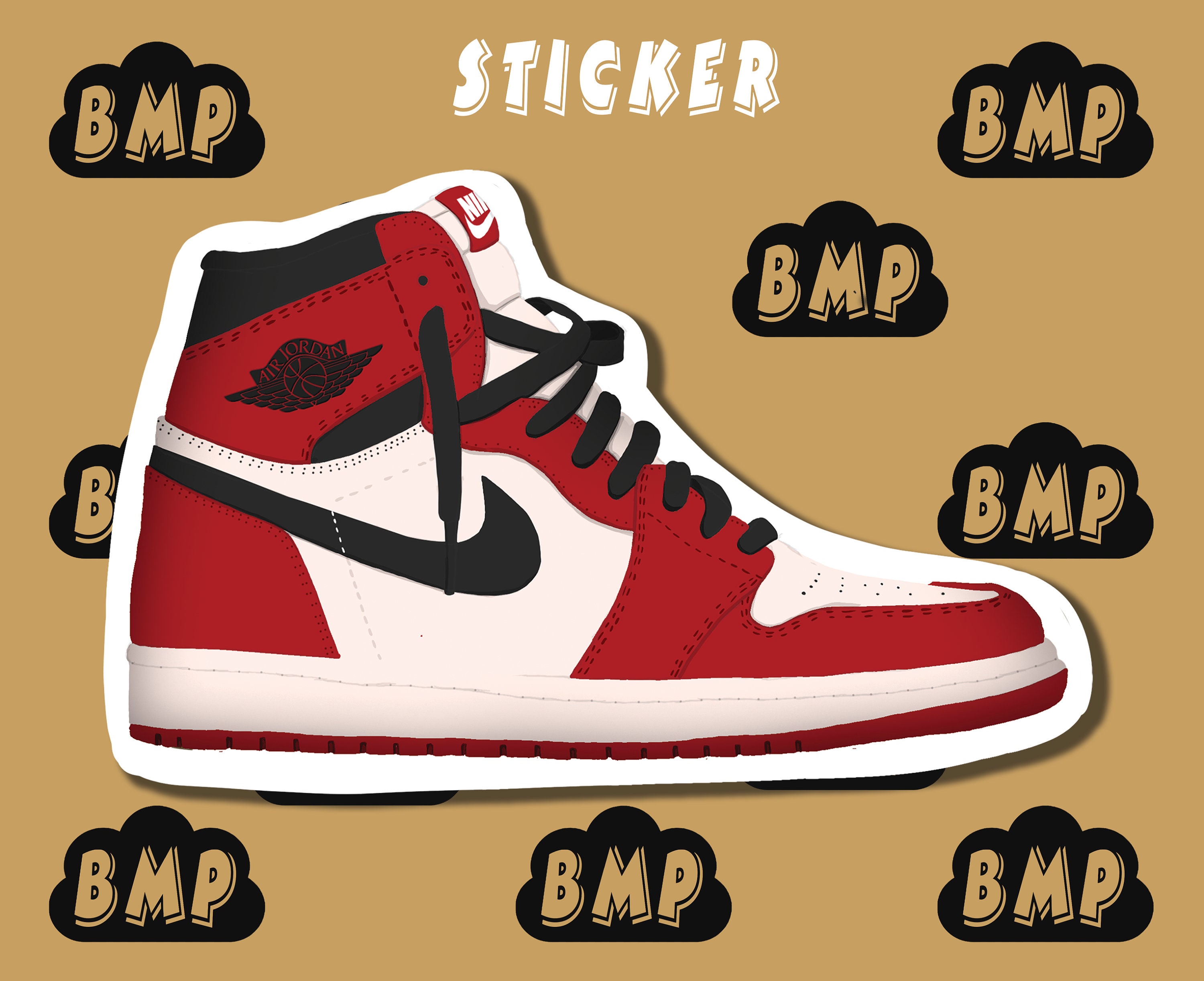 JORDAN 1 Bred Toe Glossy Vinyl Stickers Air Etsy