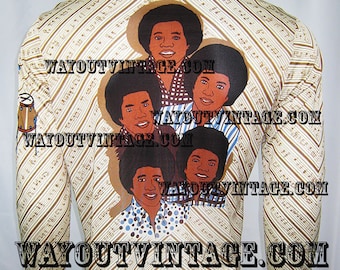 Early 1970&#39;s Large Men&#39;s &quot;Jackson Five&quot; Shirt, made by Go Young, Mod, Psychedelic, Groovy, Hippie, Pop Art, Soul, Motown, Bubble Gum, Disco.