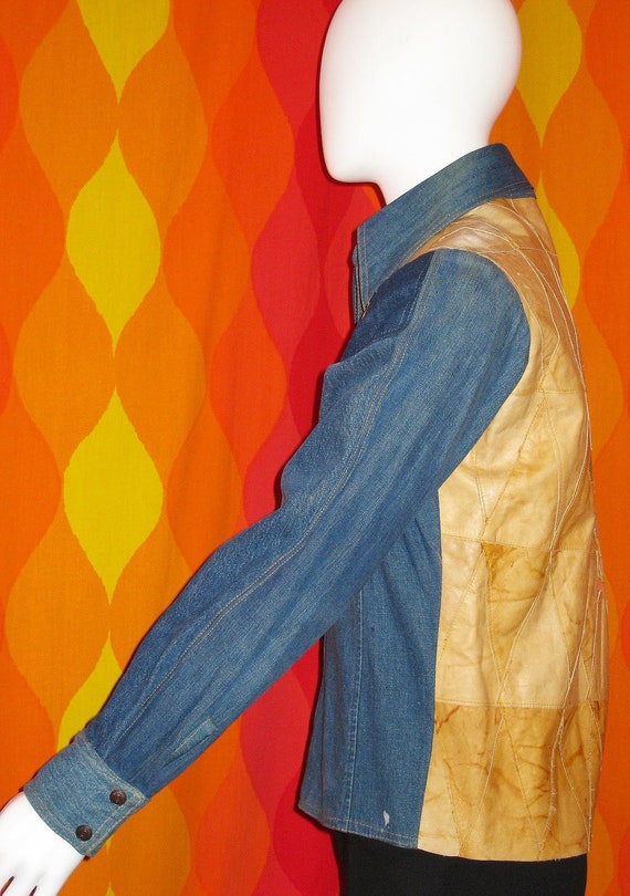 1970's Men's Antonio Guiseppe Denim & Leather Shi… - image 7