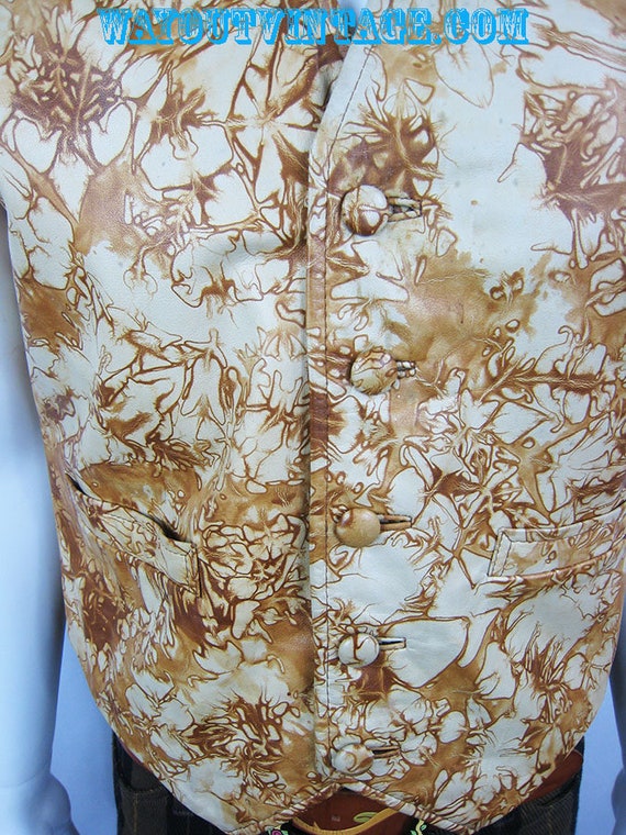 1960's Men's Leather Vest, Hippie, Groovy, Psyche… - image 3