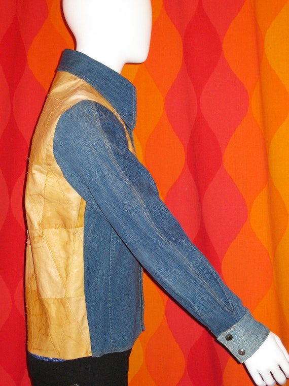 1970's Men's Antonio Guiseppe Denim & Leather Shi… - image 8