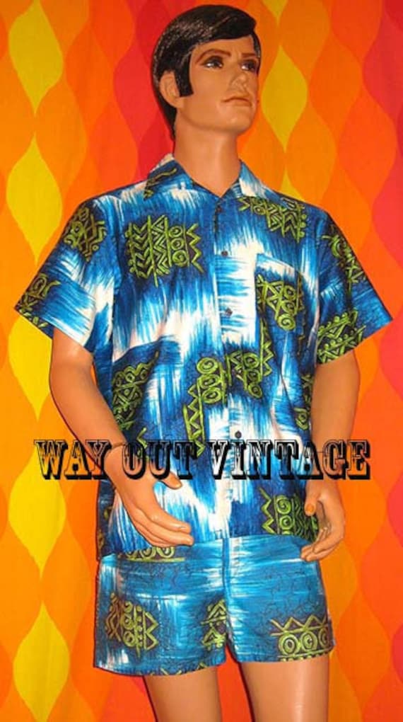 1960’s Men's Hawaiian Sands Cabana Suit Swimwear S