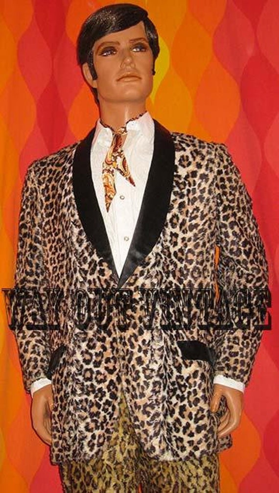 1950's Vintage Men's Leopard Faux Fur Tux Jacket,
