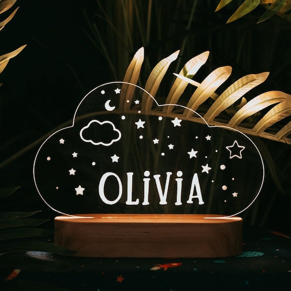 Name Night Light, Personalized Gifts For Kids, Custom Night Light, Baby Easter Gifts, Nursery Decor, Cute Cloud Night Light, Toddler Gift