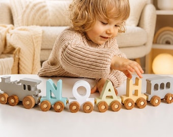 Custom Letter Train, Wooden Montessori Toy, Personalized Gift for Toddler