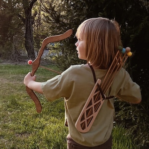 Toy BOW with arrows Personalized gifts for kids Hunting toy kit Pretend play archery Waldorf wooden toy Outdoor game Christmas babies gifts