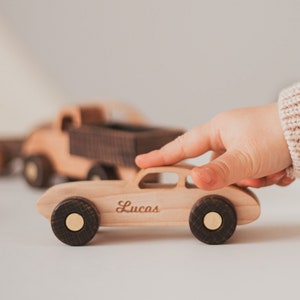 Custom Wooden Toy Cars, Collect Busy Puzzle Cars, Baby Boy Gift Personalized, Montessori Sensory Toddler Toys, Custom Truck With Name image 3