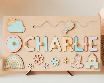 Wooden Toy Baby Girl Gift Personalized Name Puzzle 1st Birthday Gift Personalized Name Wood Puzzle First Easter Gift Custom Name Puzzle