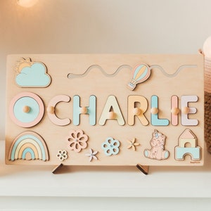 Wooden Toy Baby Girl Gift Personalized Name Puzzle 1st Birthday Gift Personalized Name Wood Puzzle First Easter Gift Custom Name Puzzle