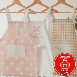 Cute Little Chef Apron. Aprons For Kids With Name Embroidery. Personalized Toddlers Apron. Custom Child Aprons. Kitchen Customized Apron.