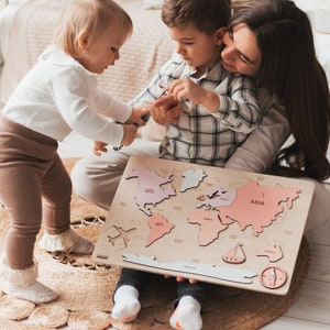 World Map Puzzle -  Montessori Wooden Toy - Easter Gifts