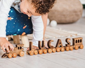 Personalized Train Name With Magnets Christmas Gift Toddler Wooden Toy Birthday Boy Baby Shower Baptism Gift Newborn Keepsake Gift Easter