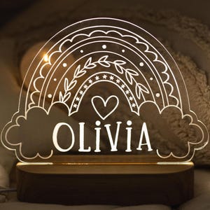 Custom Name Baby Night Light Cute Rainbow Night Light Baby Room Decor Handmade Bedroom Lamp Christmas Gift For Kids First Birthday Gift