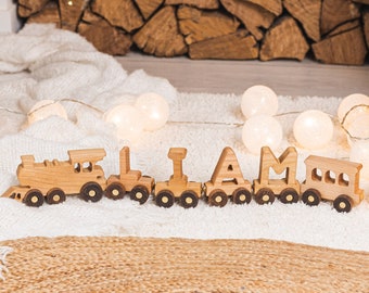 Personalized Train. Engine & Rear Carriage Included. Wooden Letter Train. Toddler Toys. 1st Birthday Boy. Gifts For Kids. Montessori Toys.