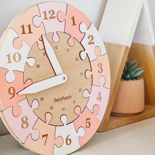 Learning Wooden Clock Etsy