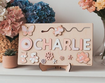 Busy Board, Baby Girl Gift Personalized, Name Puzzle, 1st Birthday Gift, Wooden Toys, Montessori Board 2 Years Old, Christmas Gifts For Kids