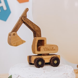 Montessori Excavator Truck with Name Construction Vehicles Sensory Toys Eco Friendly Toys Fidget Toys For Toddlers First Birthday Gifts