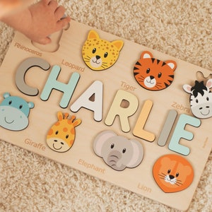 Best Christmas Gifts For Toddlers Name Puzzle With Animals First Birthday Gift Custom Baby Shower Gift Personalized Baby Wooden Kids Toys
