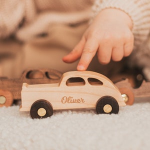 Wooden Cars Set, Personalized Gifts For Kids, Handmade Toddler Gifts, Montessori Toys, Custom Car With Name, Wooden Baby Toys, Baptism Gifts image 1