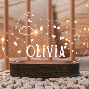 Personalized Baby Night Light Moon and Stars Cute Night Light