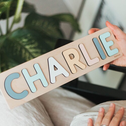 Personalized Name Puzzle With Pegs, Montessori Toys, Baby Gift,  First Easter Gift, Wooden Toys, Baby Shower Gift for Kids, Wood Name Puzzle