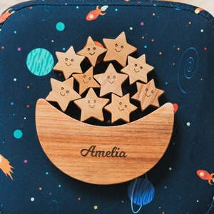 Montessori Toys, Balancing Toy, Baby Girl Gift Personalized, Birthday Gifts For Kids, Wooden Building Blocks, Moon And Stars, Sensory Toy