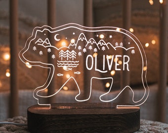 Custom Bear Night Light - Personalized Christmas Gifts For Kids