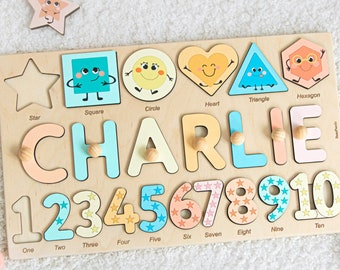 Funny Name Puzzles For Toddlers. Educational Toy 2 Year Old. Baby Girl Easter. Personalized Gift For Kids. Montessori Shapes And Numbers.