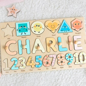 Funny Name Puzzles For Toddlers. Educational Toy 2 Year Old. Baby Girl Easter. Personalized Gift For Kids. Montessori Shapes And Numbers. image 1