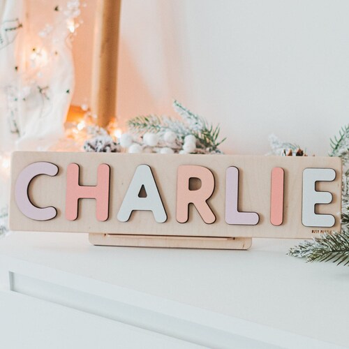 Coral and Mint Gift For Girl Toddler Name Puzzle Nursery Decoration Coral and Mint Gift For Girl Toddler Name Puzzle Nursery Decoration