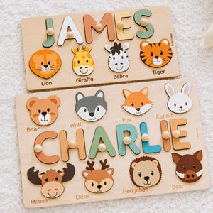 Tier Namen Puzzle von Busy Puzzle | Geburtstagsgeschenk, Babyparty, Ostergeschenk | Mädchen und Junge | Individuell und Personalisiert