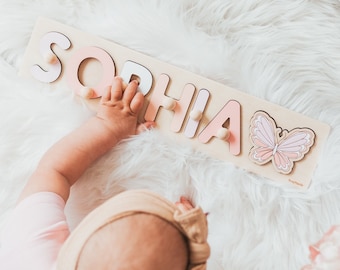 Name Puzzles Personalisierte Baby Mädchen Geschenk Geschenke für Kinder 1. Geburtstag Benutzerdefinierte Babypartygeschenk Holz Montessori Spielzeug 1 Jahr alt Personalisiert