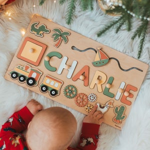 Busy Name Puzzle | Montessori Board With Planets | Space Name Puzzle | Baby Boy Gift | Unique Birthday Gift | Easter Gift For Kids