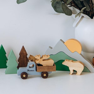 Skogsleksaksset Byggklossar Berg Barn Baby Pojke Present Montessorileksaker För Småbarn Trä Fidgetleksaker Första Julen