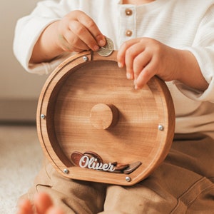 Spaarvarken, gepersonaliseerde cadeaus voor kinderen, houten muntenbank, uniek verjaardagscadeau, spaarvarken kinderkamer, spaarvarken volwassene, kerstcadeaus