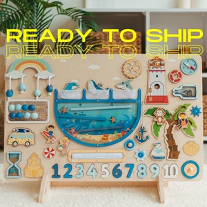 Next-day Delivery | Large Busy Board | Birthday Gift For Kids | Montessori Board 1 2 3 Year Old | Baby Boy or Girl Gift | Fidget Toddler Toy