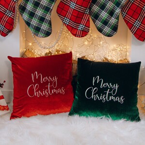 Merry Christmas Pillow Covers 18x18 Velvet Xmas Pillow Case Christmas Decor Holiday Home Decor Decorative Pillow Covers Christmas Gift Etsy