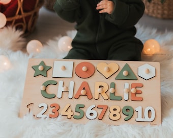 Personalized Busy Board With Numbers And Shapes, Wooden Montessori Educational Toys, Easter Gift For Kids, Toddler Birthday Gift