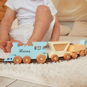 Wooden Toy Train With Name, Personalized Baby Gift, Toys For Toddlers, 1st Birthday Boy Gift, Sensory Toys For Kids, First Easter Gift