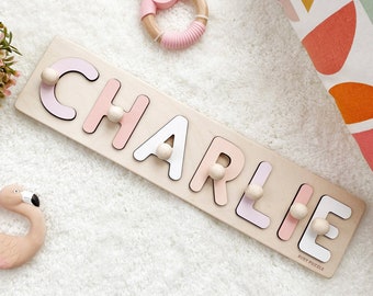 Personalized Name Puzzle With Pegs | New Christmas Easter Gifts for Kids Wooden Toys Baby Shower Custom Toddler Toys First Birthday 1st Gift