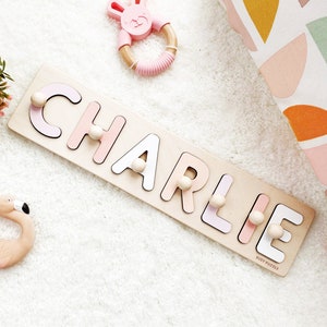 Personalized Name Puzzle With Pegs | New Easter Gifts for Kids Wooden Toys Baby Shower Custom Toddler Toys First Birthday 1st Child Gifts