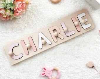 Name Puzzle With Pegs, Baby Girl Gift, Personalized Wooden Toys, Baby Shower, Easter Gifts for Kids, Wood Toddler Toys, First Birthday