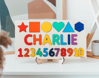 Rainbow Name Puzzle, Baby Name Sign, Baptism Gift, Child's Puzzle, Easter Gifts, Customized Gift for Godchild, Personalized Toddler