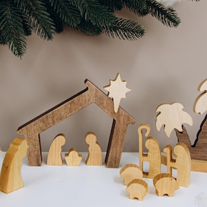 Holiday Hosting Decor Handmade Farmouse Christmas Decor Wooden Nativity Ornament Christmas Accents Holiday Home Decor Wooden Nativity Set